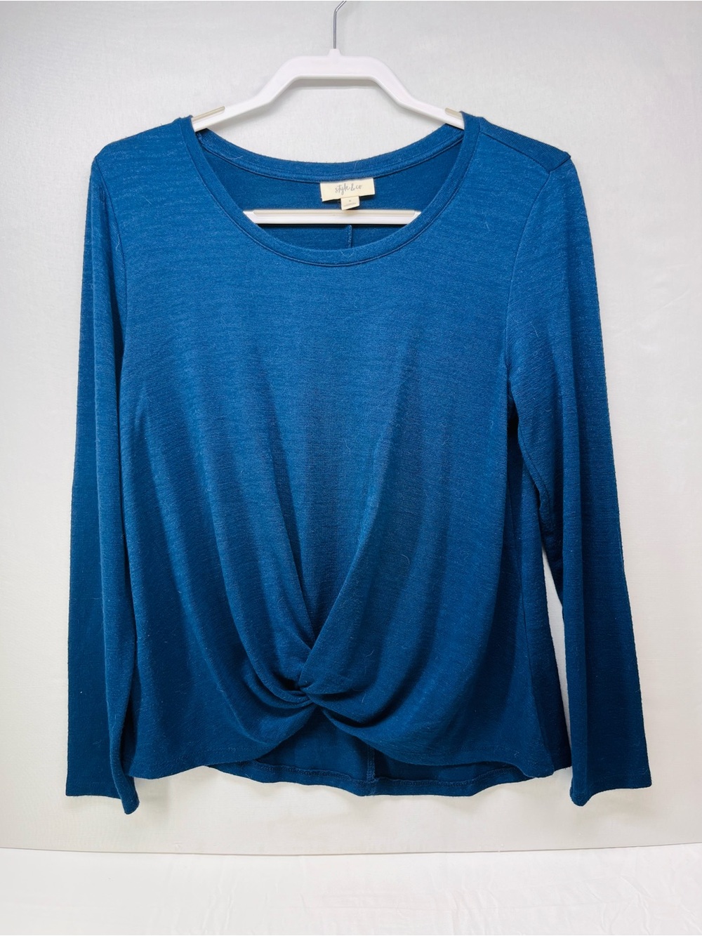 Style & Co. Twist-Front Long-Sleeve Top - Teal Blue